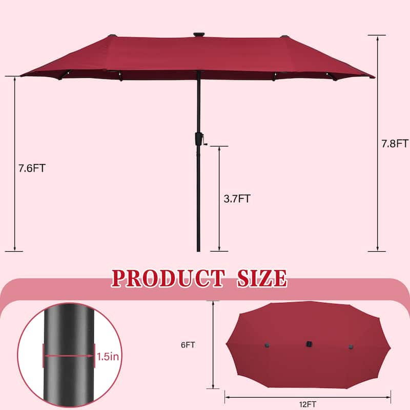 13ft Outdoor Patio Umbrella with LED Lights