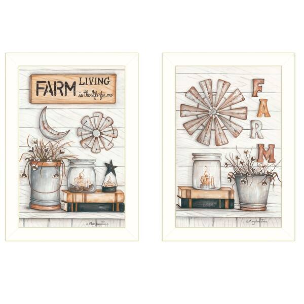 Set Of Two Farm Living 2 White Framed Print Wall Art - Bed Bath ...