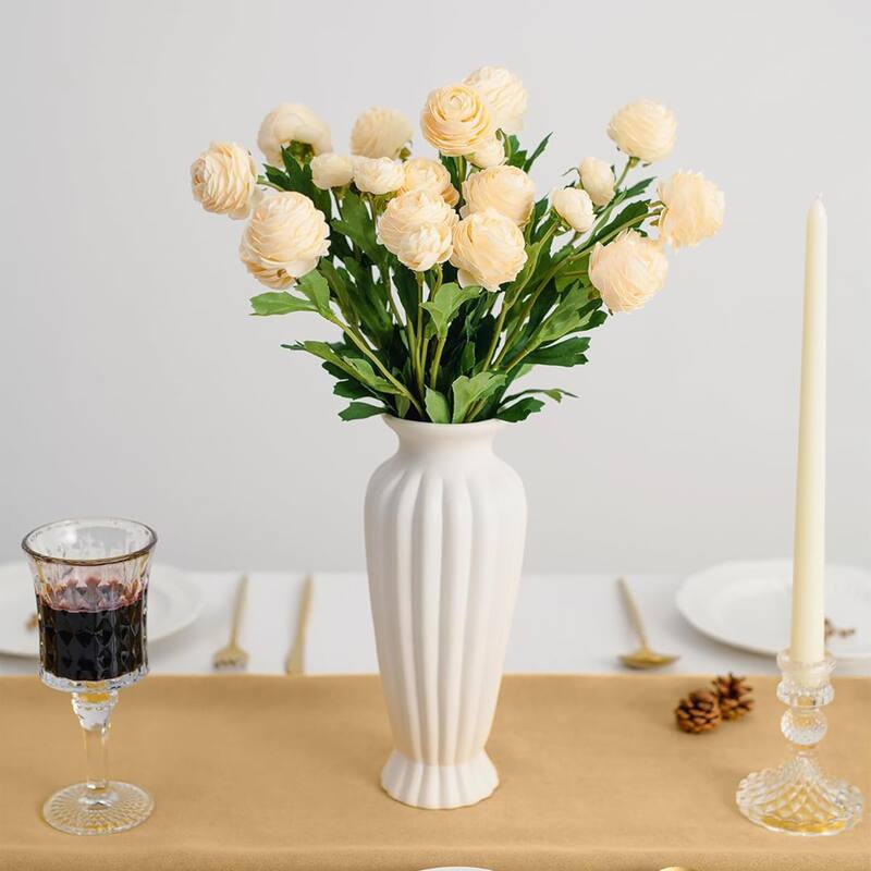 Champagne Silk Decorative Artificial Persian Buttercup Rose Flowers
