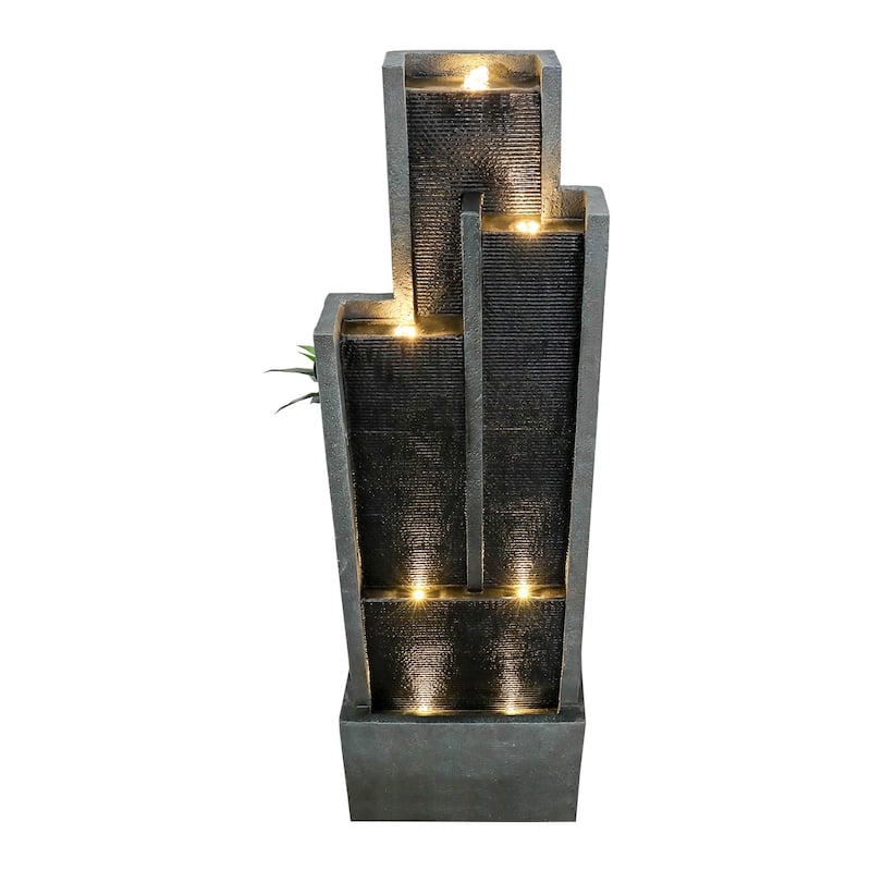4-Tier Water Fountain w/Lights - 50.7in H Cascading Fountain for Home