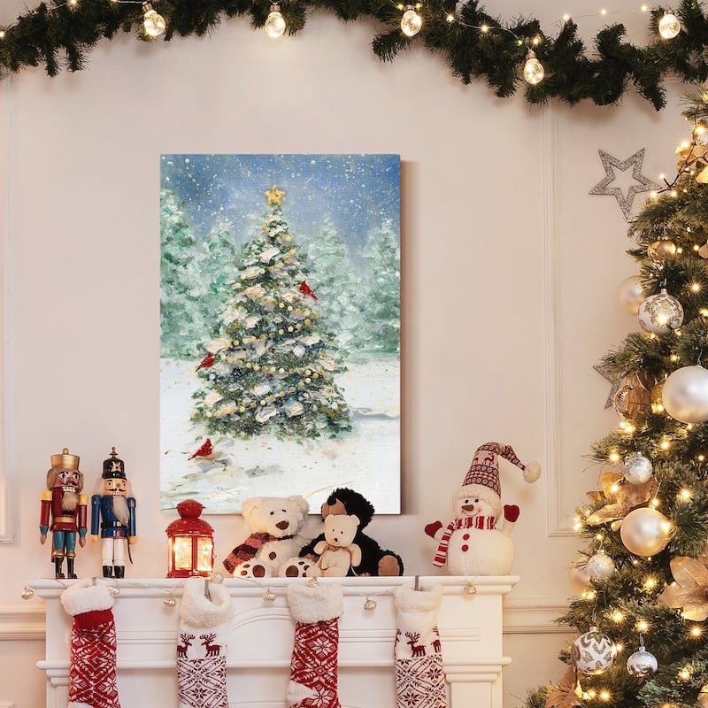 Cardinals and Christmas-Premium Gallery Wrapped Canvas - Ready to Hang