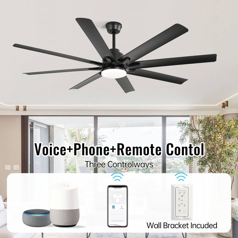 Sofucor 42“/52"/60"/48" Noiseless Walnut Wood Ceiling Fan with Remote Control, Integrated Light Optional