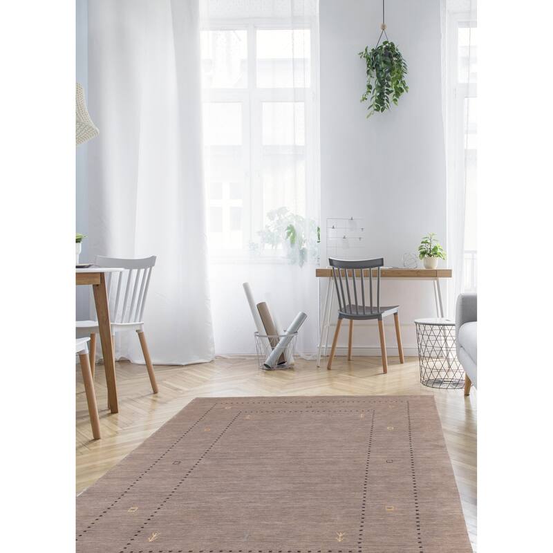 ECARPETGALLERY Hand Loomed Indo Gabbeh Grey Wool Rug - 5'0 x 7'11