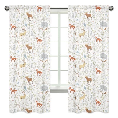 Sweet Jojo Designs Woodland Toile 84-inch Window Treatment Curtain Panel Pair