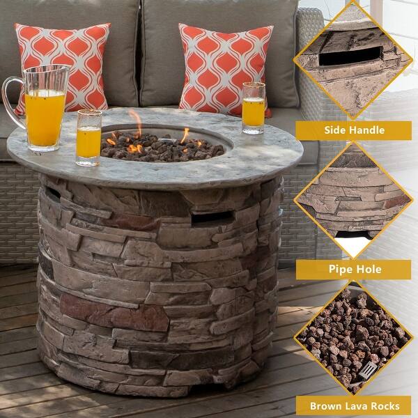 COSIEST Outdoor 32-inch Propane Fire Pit Table w Imitation Stone Surface -  On Sale - Bed Bath u0026 Beyond - 33807195