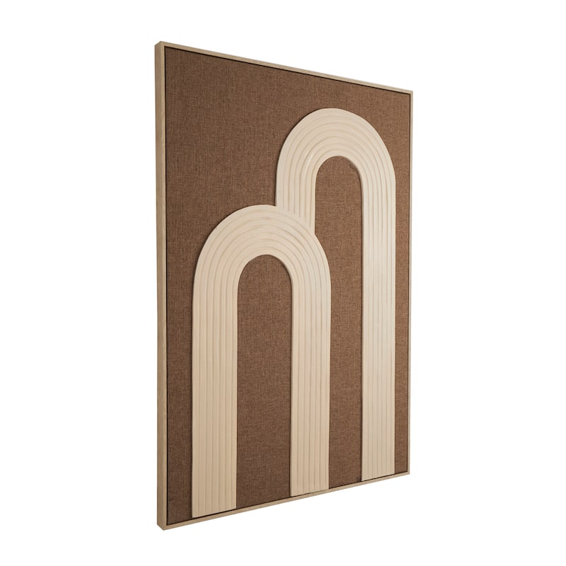 Brown Polyester Geometric Framed Wall Art with Tan Layered Arches