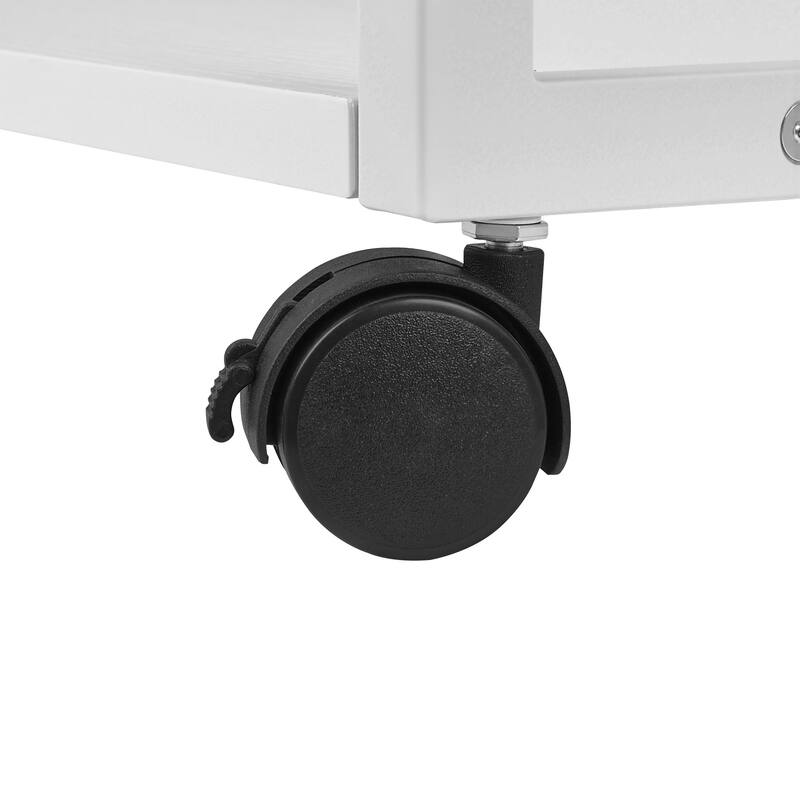 VECELO Mobile Printer Stand with Outlets & Locking Wheels White Rolling Cart Home Office Cart with USB Charging Station