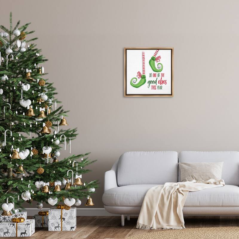 Stupell Festive Be A Good Elf Framed Floater Canvas Wall Art Design By Dogwood Portfolio