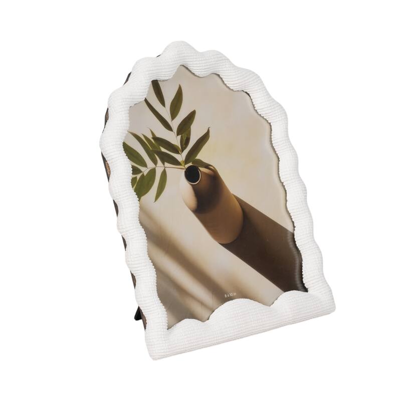 Resin Sculptured Wavy Arch Photo Frame - White
