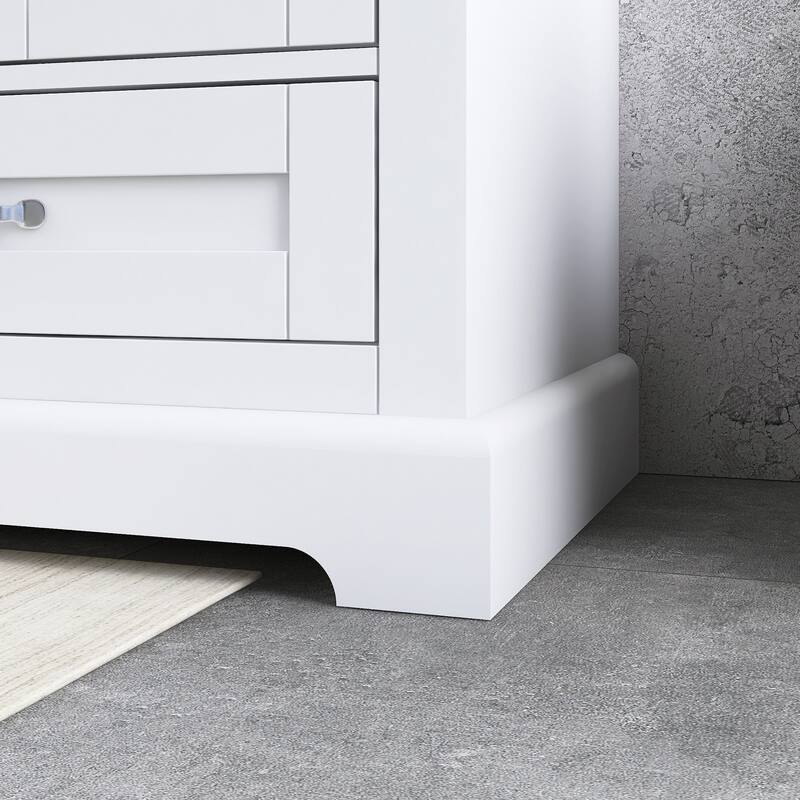 60 inch Plywood Double Sink Freestanding Bath Vanity with White Marble Top - 60" x 22"