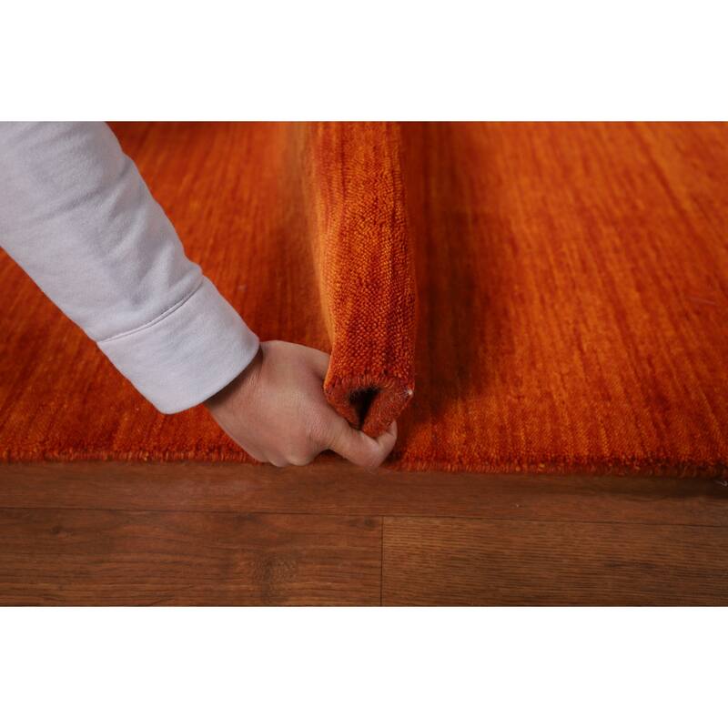 Hand Knotted Oriental 100% Wool Carpet Tribal Stripe Oranges & Rust Gabbeh Runner Rug - 10' 9'' X 2' 6''