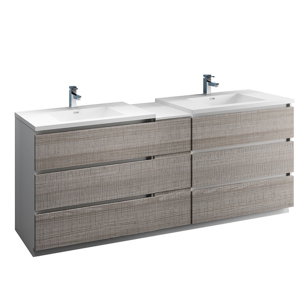 Fresca FCB93-361236-D-I Senza 84" Free Standing Double Basin Vanity Set with MDF Cabinet and Acrylic Vanity Top