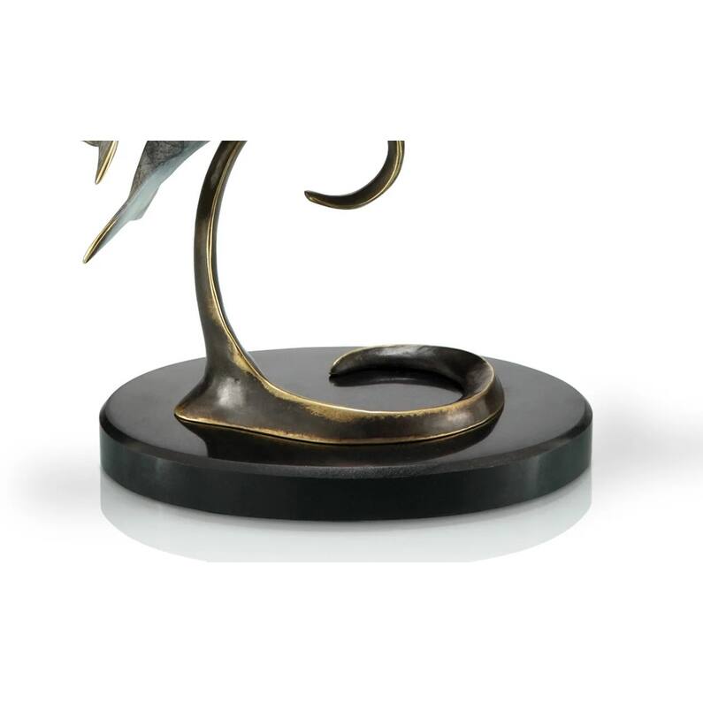 Spi Brass Triple Dolphins On Marble Base - 8 X 8 X 5 inches