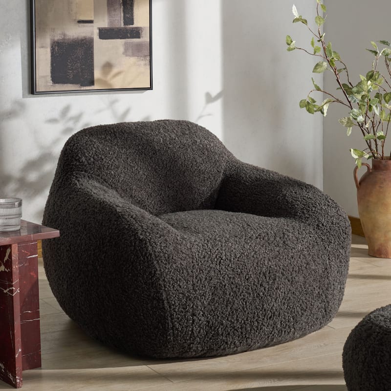 SAFAVIEH Couture Lorianna Bean Bag Chair - 39"W x 39"D x 30"H - Dark Grey