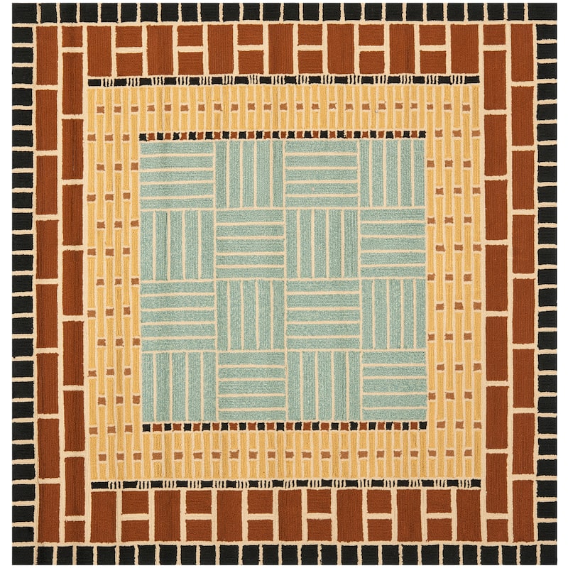 SAFAVIEH Handmade Four Seasons Glyn Floral Rug - 6' Square - Brown/Blue