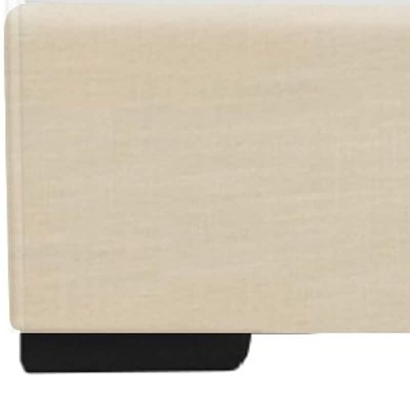 HomeRoots Beige Faux Leather Queen Bed Frame