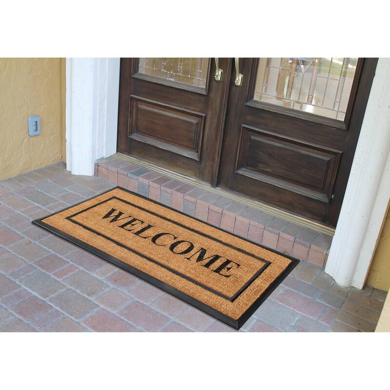 A1HC- Designer Hand-Crafted Rubber & Coir Frame Molded Double Door Mat, Perfect and more functional size
