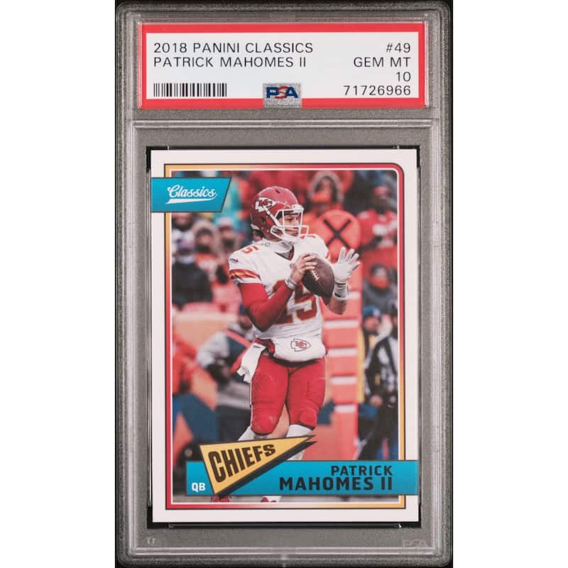 Patrick Mahomes 2018 Panini Classics Football Card #49 Graded PSA 10 - 8'6" x 11'6"