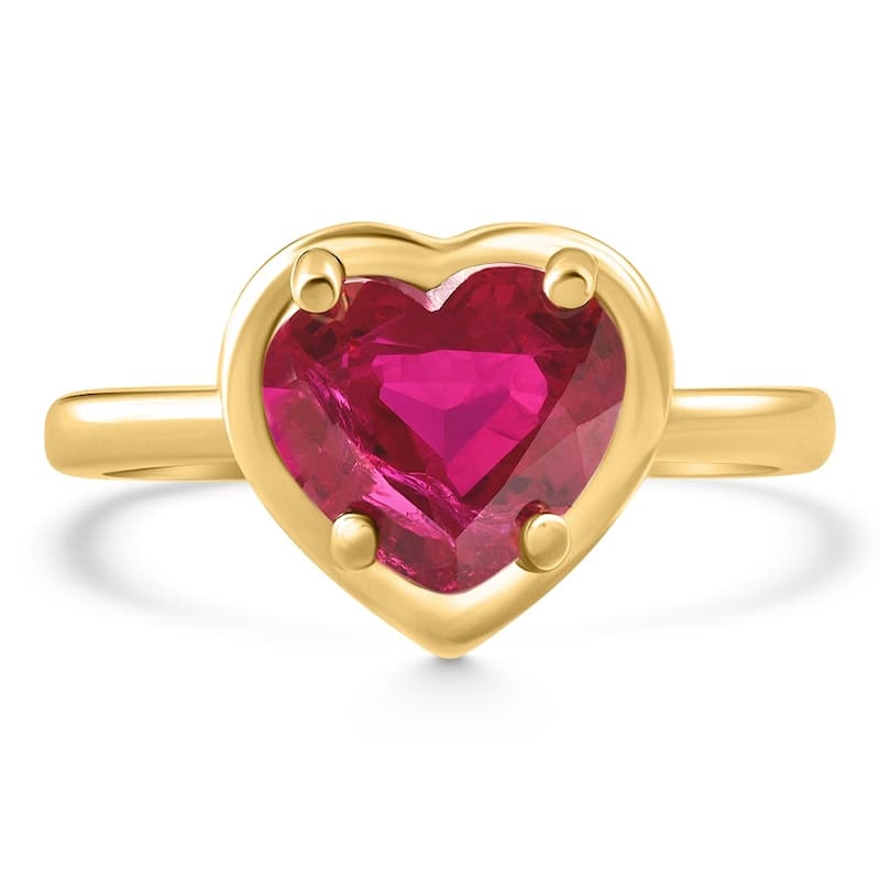 Bliss Diamond Yellow Gold 9mm Ruby Heart Ring