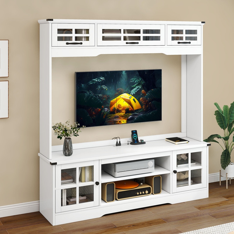 Moasis Vintage TV Stand with Power Outlet for 65