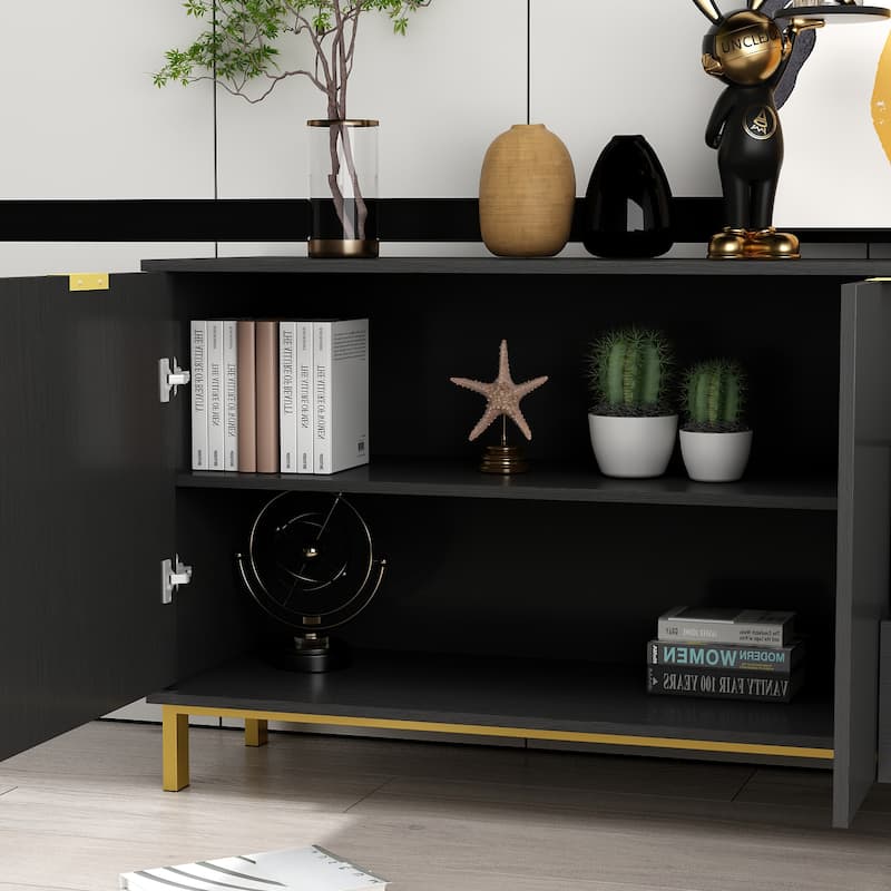 Timechee Mid-century Modern Dresser with Gold Legs