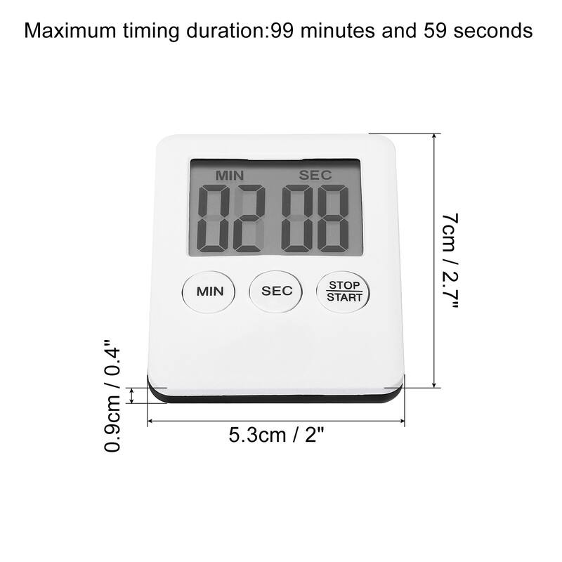 Digital Timer,2Pcs Small Count Down/UP Clock with Magnetic,Kitchen Timer White - White