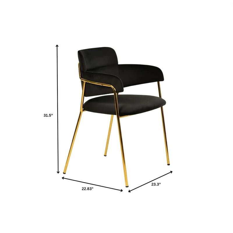 LeisureMod Axis Set of 2 Modern Upholstered Dining Chairs with Gold Stainless Steel Legs, Pair of Accent Side Chairs for Kitchen