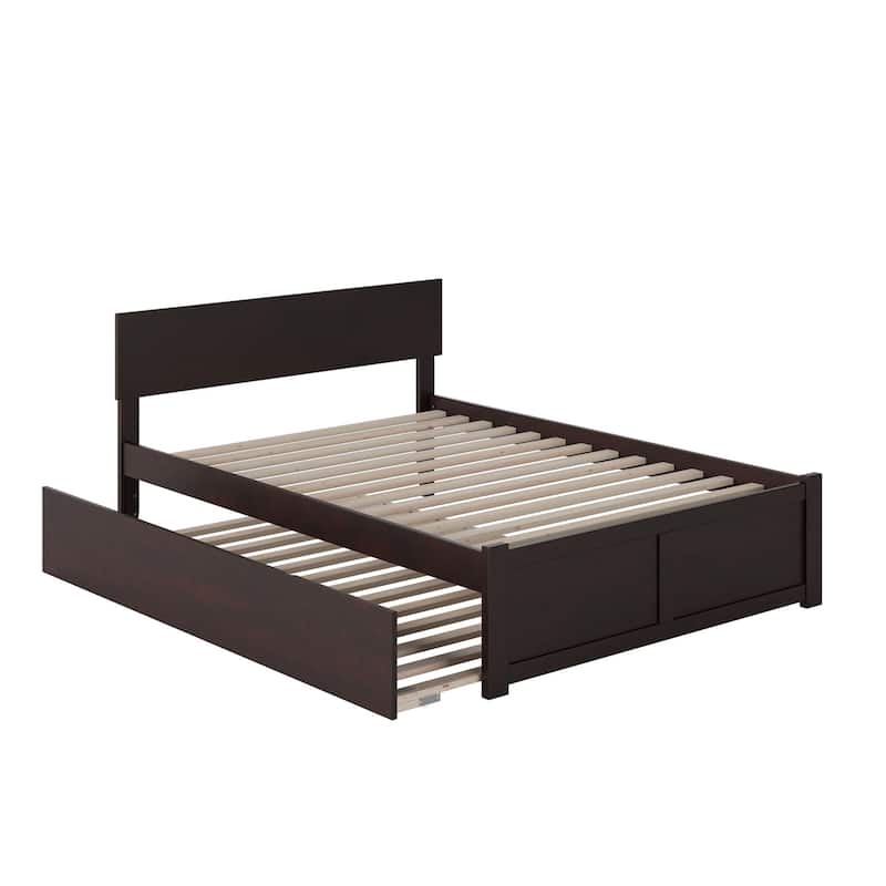 Orlando Full Platform Bed with Footboard and Full Trundle Bed