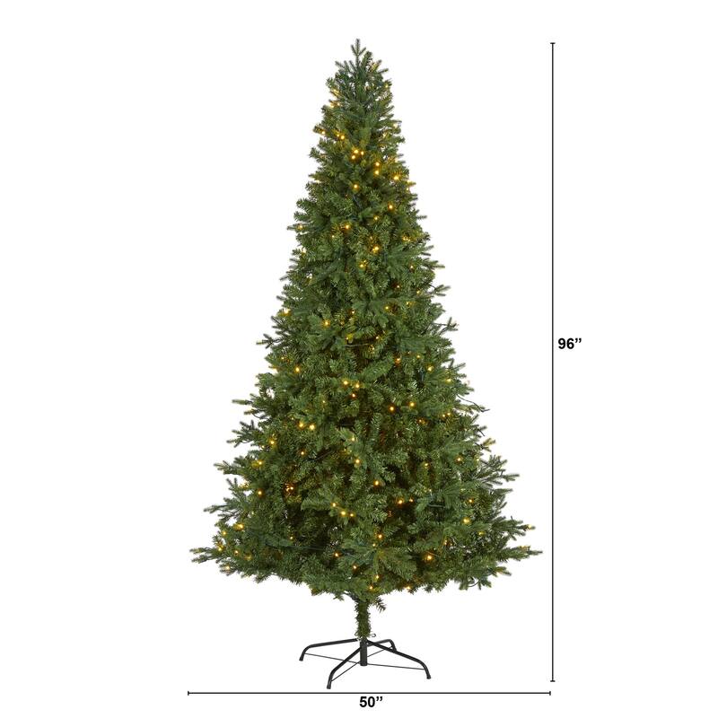 8ft Artificial Christmas Tree with Clear Lights - Vermont Fir Holiday Decor - Green - 96