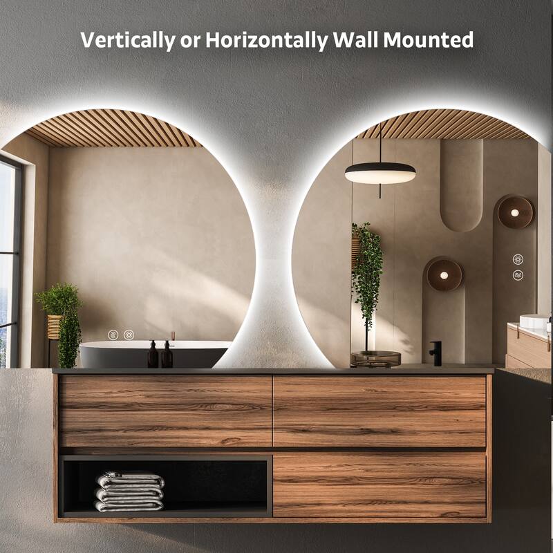 Yulika Irregular LED Mirror for Bathroom with Front Light and Backlit with Dimmable 3 Light Modes