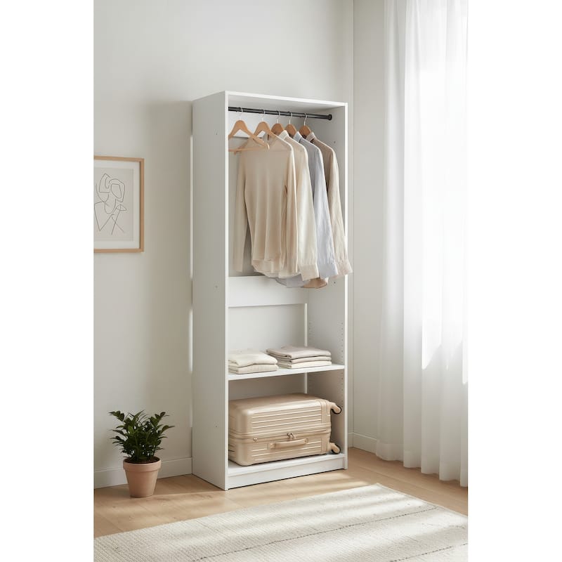Prosper 32" White Wood Walk-in Closet with Two Rods - 31.4"W x 15.7"D x 83" H