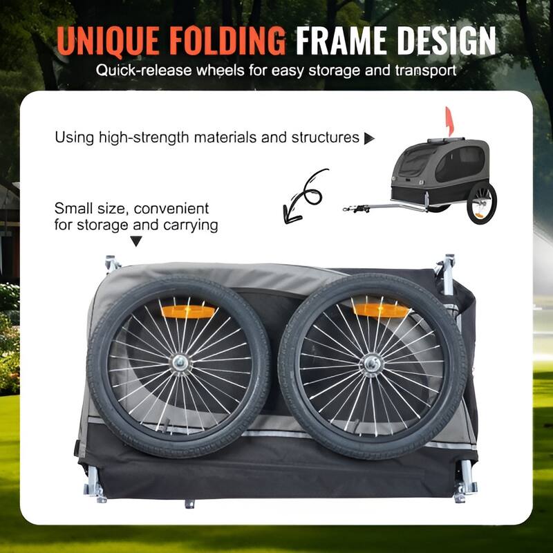 Dog Bike Trailer, Supports up to 88 lbs, Pet Cart Bicycle Carrier, Easy Folding Frame with Quick Release Wheels, Universal Bicy