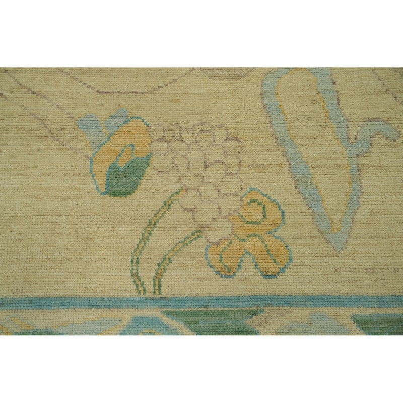 Handmade Wool Oushak Turkish Area Rug, Geometric Carpet - 11' 10'' X 9' 2''