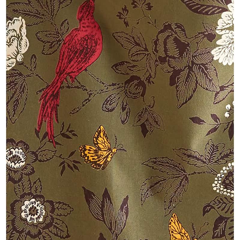 Autumn Toile Dishtowel & Mitt Set - Fall Harvest Kitchen Textiles, Cotton, Machine Wash, Green Multi, 26" x 18"