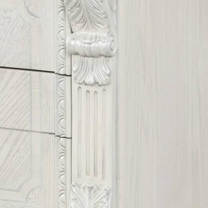 Naddy Nightstand, 2 Drawers, USB, Wire Brushed White Wood, 30 Inch