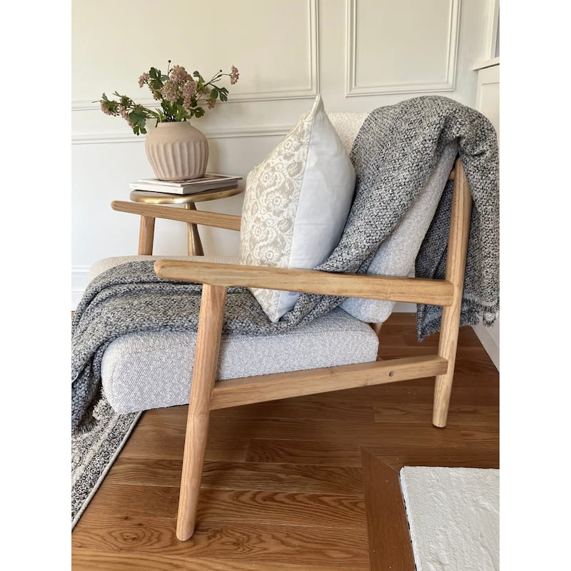 Spindle Back Wooden Frame Fabric Lounge Armchair