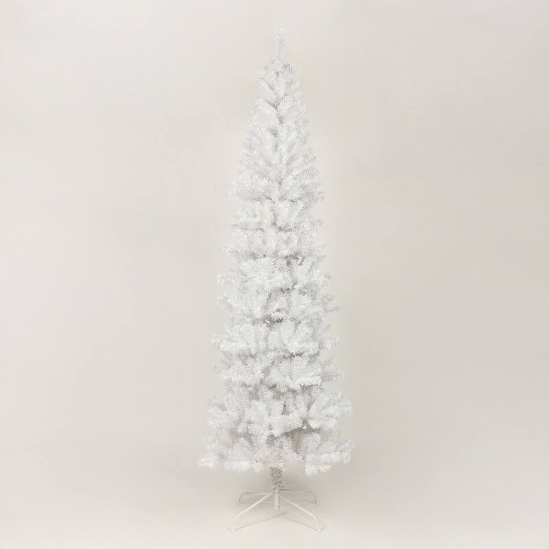 7.5FT White Slim Artificial Christmas Tree Includes Foldable Metal Stand