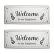 preview thumbnail 4 of 2, Metal Wall Sign Welcome To Our Happiness - Set of 2