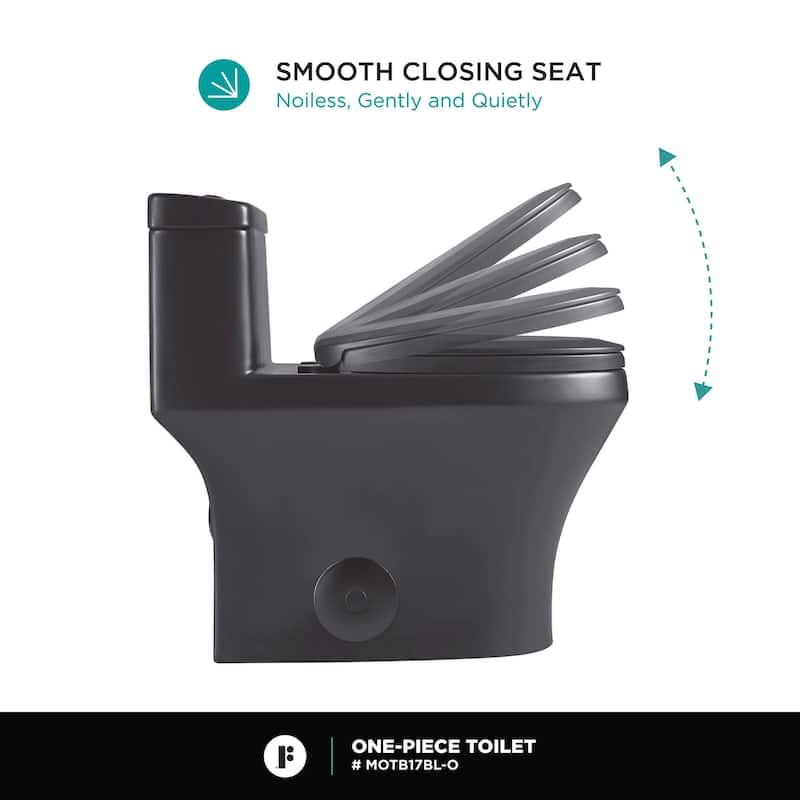 Fine Fixtures Dual-Flush One-Piece Toilet With High-Efficiency Flush, 12" Rough-in, Elongated bowl