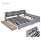 preview thumbnail 4 of 14, Mother & Child Platform Bed, Queen & Twin XL Upholstered Bed Frame w/ Hydraulic Storage System, Drawer Box, Sockets & USB Ports