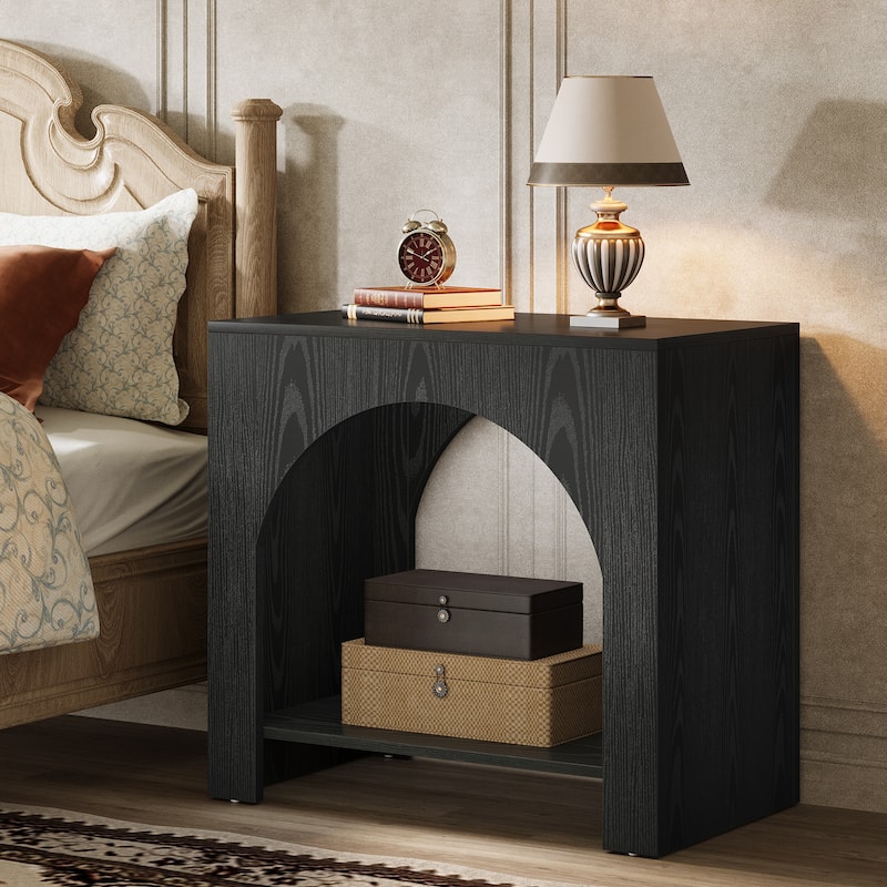 Farmhouse Night Stand for Bedroom, Home Office, Brown Bedside Table