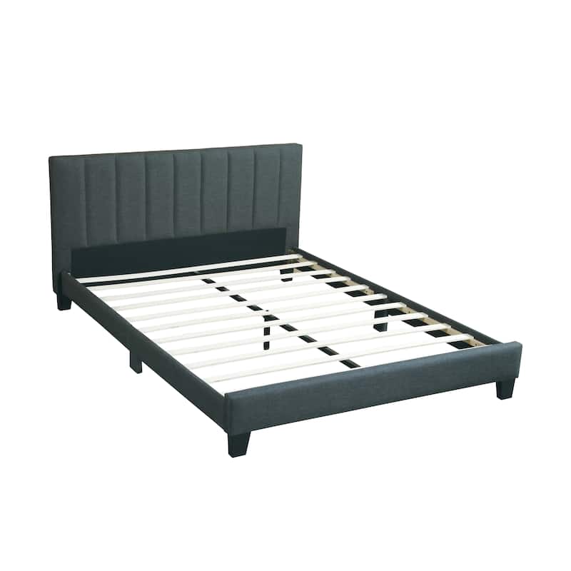 Gorgeous 1pc Eastern King Size Bed Charcoal Polyfiber Platform Bedframe Slats Bedroom Furniture