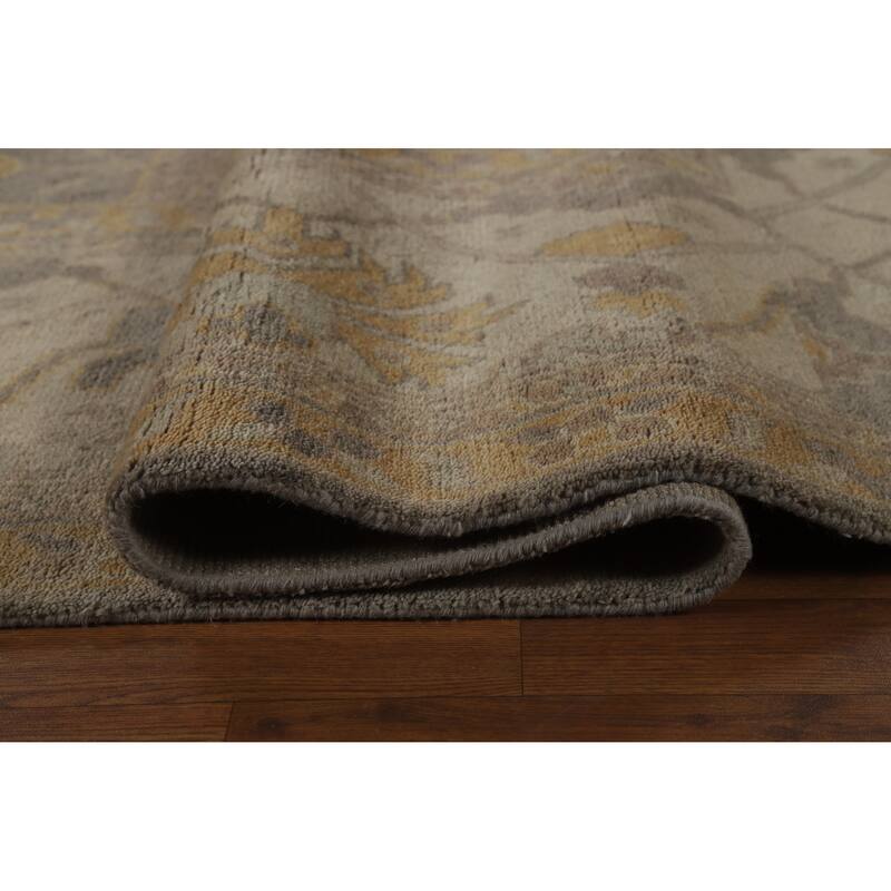 Gray Oushak Large Rug Transitional Handmade Wool Carpet - 12'0" x 15'1"