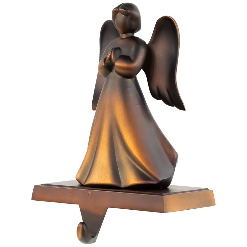 7" Copper-tone Praying Angel Metal Christmas Stocking Holder