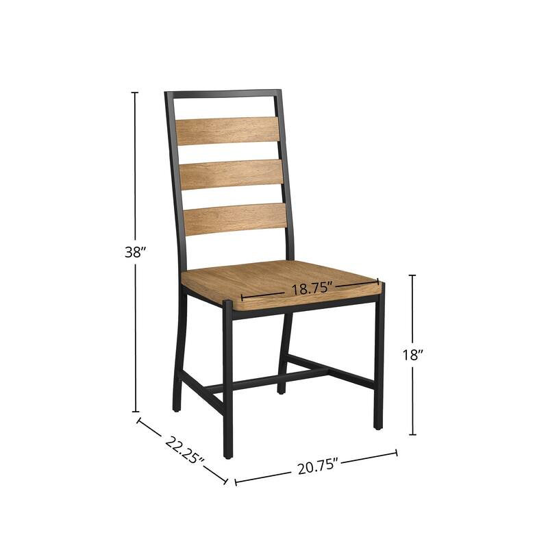 Newport Ladder Back Wood Side Chair, Natural Oak (Set of 2)