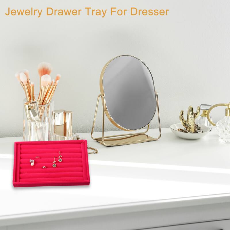 Velvet 7 Slots Jewelry Trays Stackable Tray for Rings Earrings Studs