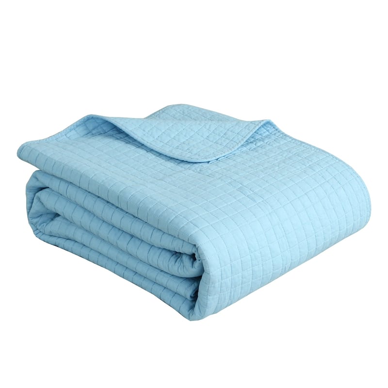 3 Pcs White Cotton Quilt Set Lightweight Bedspread Set Check