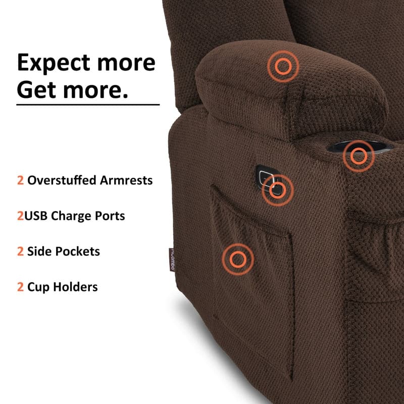 MCombo Electric Power Reclining Sofa with Massage and Lumbar Heat, Fabric 6015/6025/6035/6045