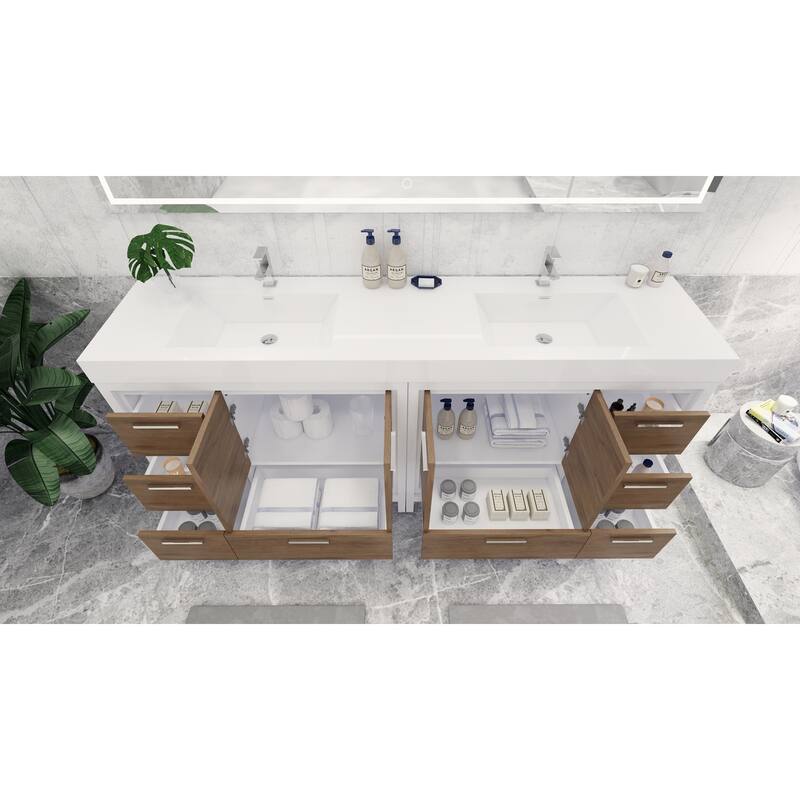 Dove 84'' Freestanding Vanity with Double Reinforced Acrylic Sink