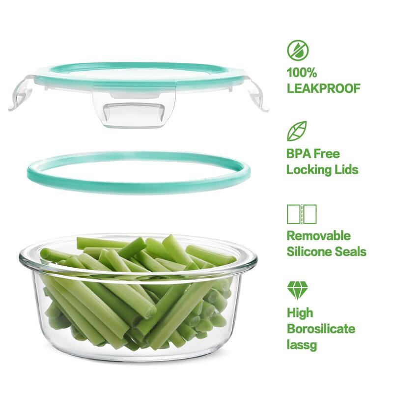 12 Sets Glass Food Storage Containers with Lids, Glass Meal Prep Containers, Airtight Glass Bento Boxes, BPA Free & Leak Proof